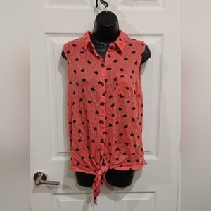 No Boundaries Coral Heart Button-Down Shirt